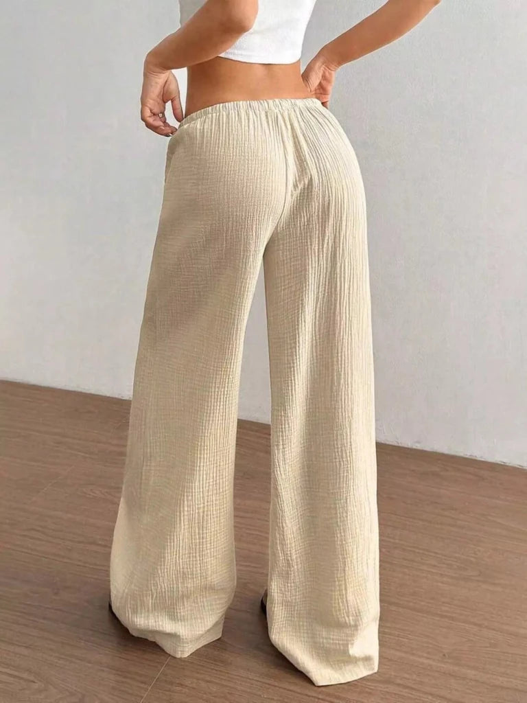 Full Size Drawstring Wide Leg Pants Plus Size - Apricot by Trendsi from FREYA’S CLOSET