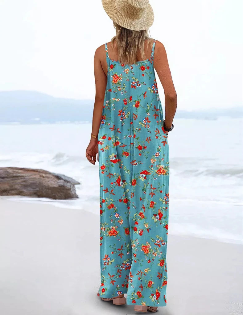 Full Size Floral Print Wide Leg Casual Jumpsuit Plus Size - Green by Trendsi from FREYA’S CLOSET