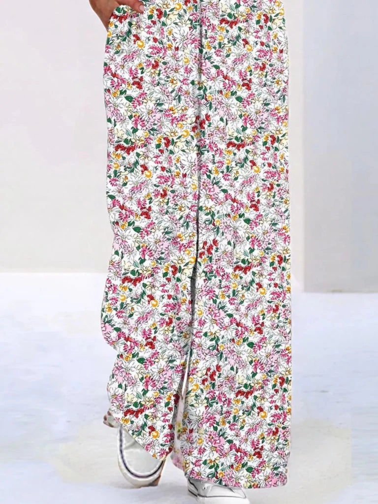 Full Size Floral Print Wide Leg Casual Jumpsuit Plus Size - Green by Trendsi from FREYA’S CLOSET