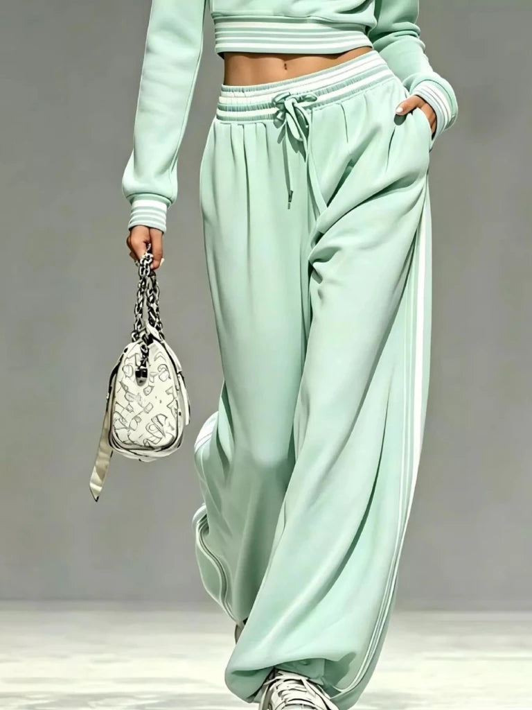 Gum leaf half-zip cropped top and pants set, view 3