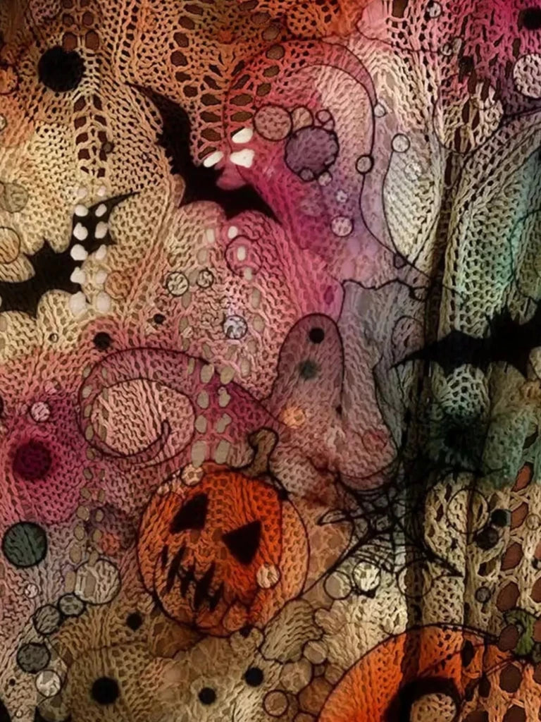 Full Size Halloween Pumpkin Loose Knit Cover Up Plus Size - Green by Trendsi from FREYA’S CLOSET