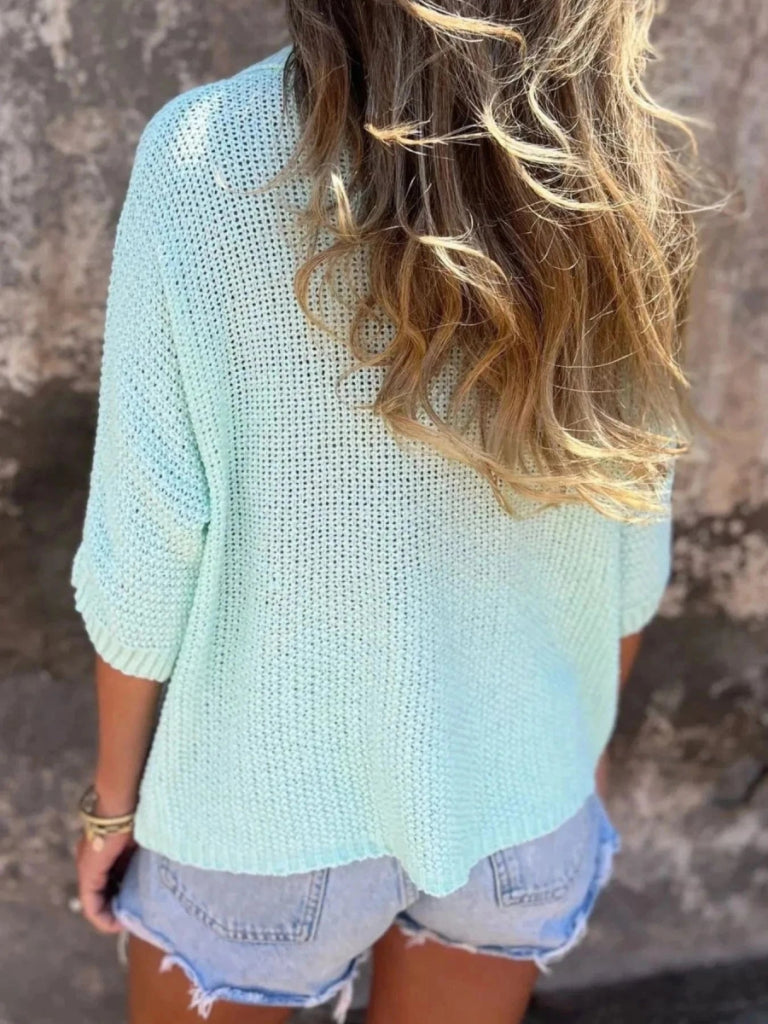 Full Size Johnny Collar Loose Knit Sweater Plus Size - Apricot by Trendsi from FREYA’S CLOSET