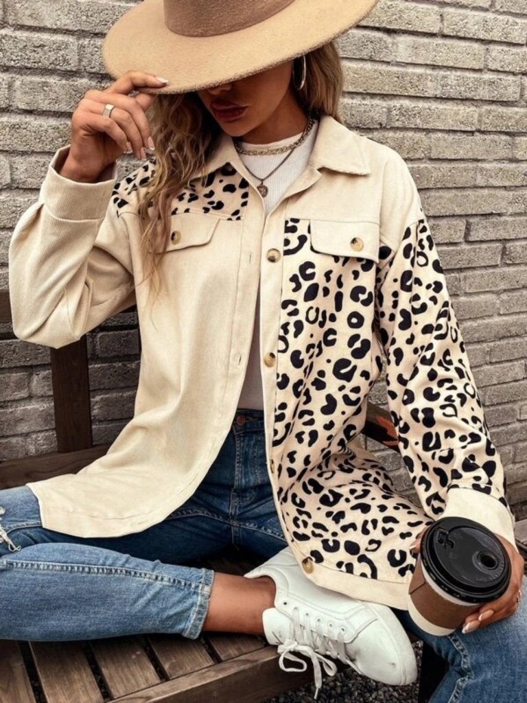 Full Size Leopard Collared Shirt - Sand by Trendsi from FREYA’S CLOSET