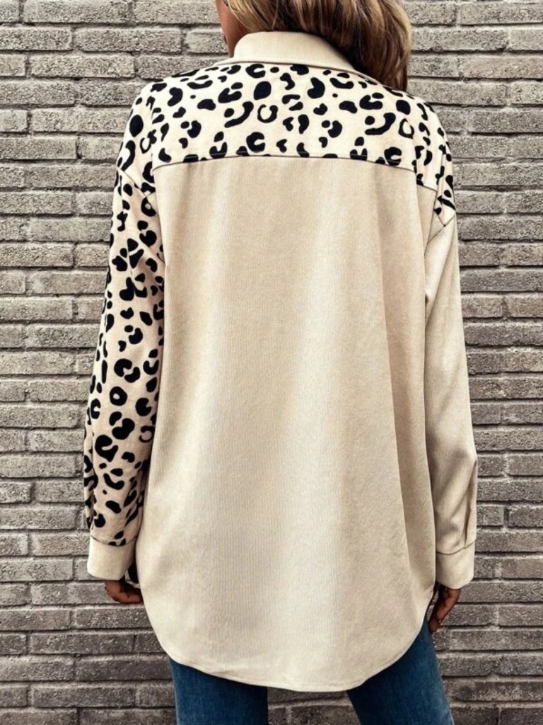 Full Size Leopard Collared Shirt - Sand by Trendsi from FREYA’S CLOSET