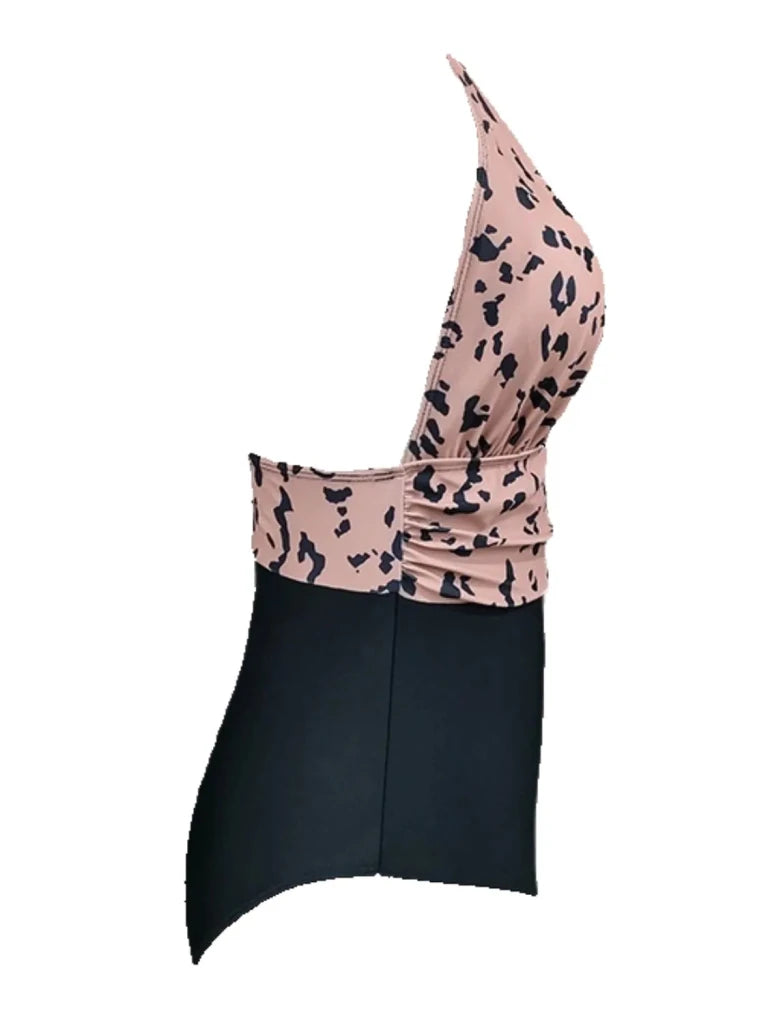 Full Size Leopard Halter Neck One - Piece Swimwear Plus Size - Leopard by Trendsi from FREYA’S CLOSET