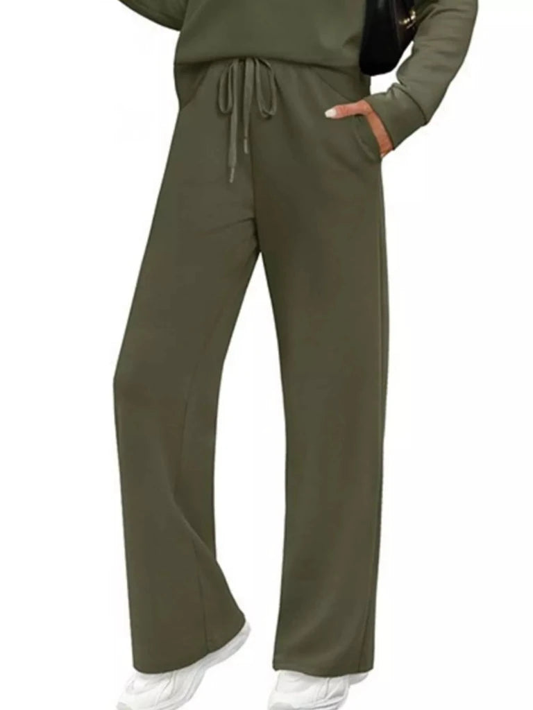 Long sleeve round neck top and pants set, alternate product image