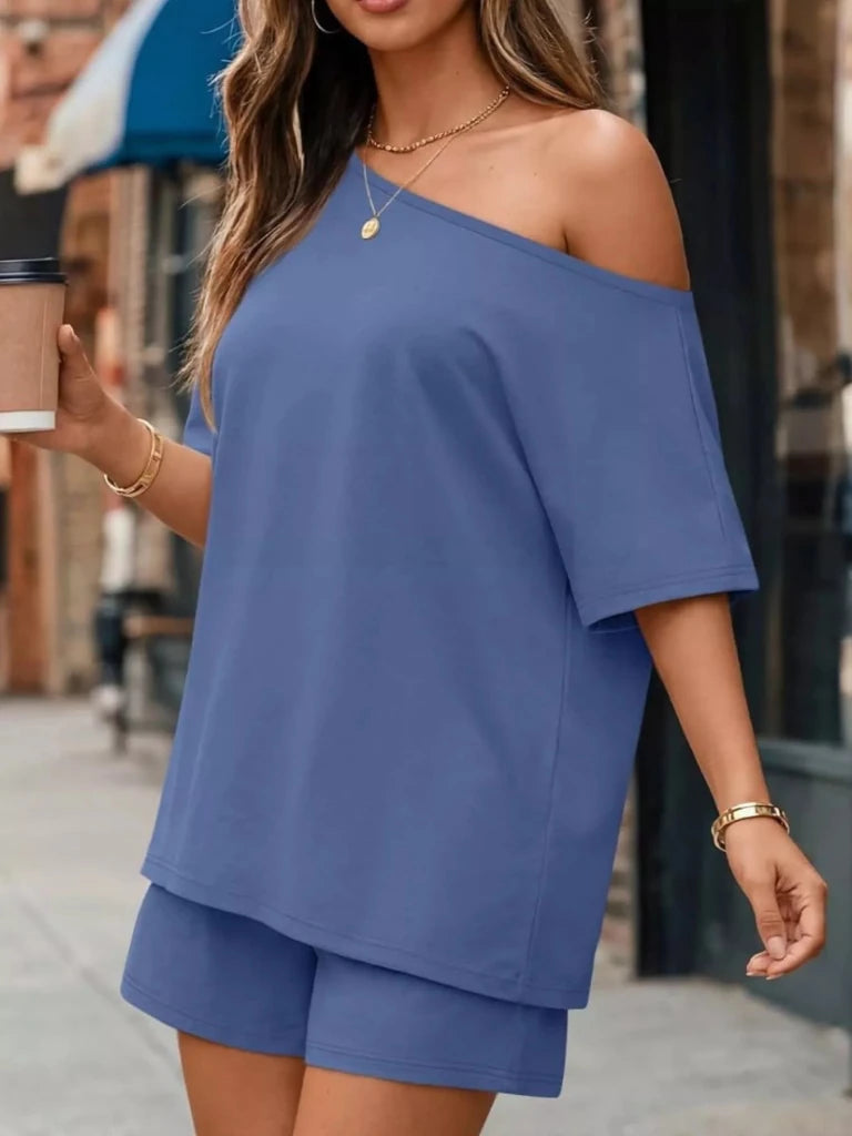 One shoulder top and shorts set, alternate product image