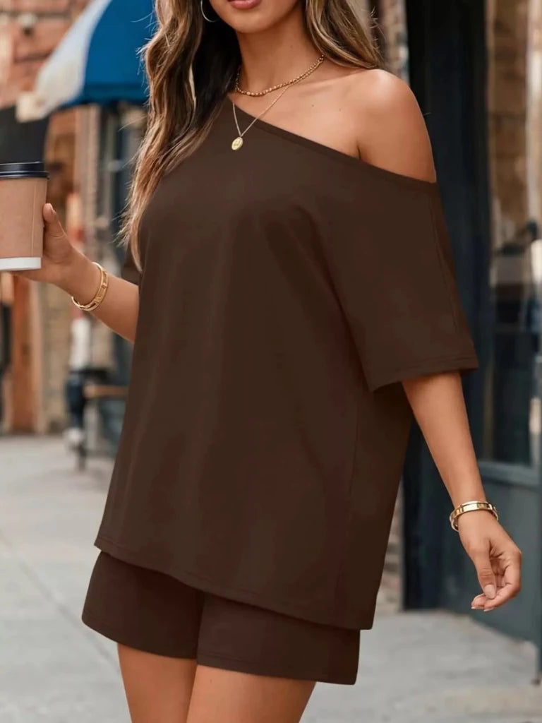 One shoulder top and shorts set, alternate product image