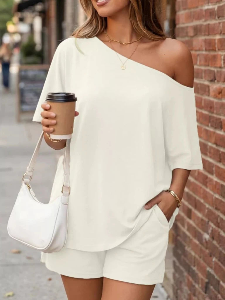 One shoulder top and shorts set, alternate product image