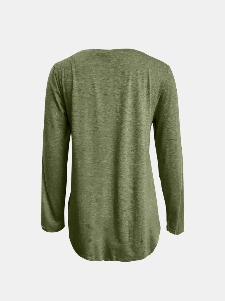 Full Size Reindeer Round Neck Long Sleeve T-Shirt - Matcha Green by Trendsi from FREYA’S CLOSET