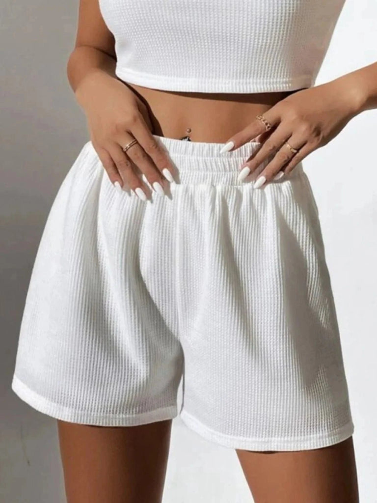 Full Size Wide Strap Tank and Shorts Set Plus Size - White by Trendsi from FREYA’S CLOSET