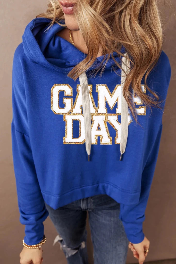 GAME DAY drawstring long sleeve hoodie, alternate product image