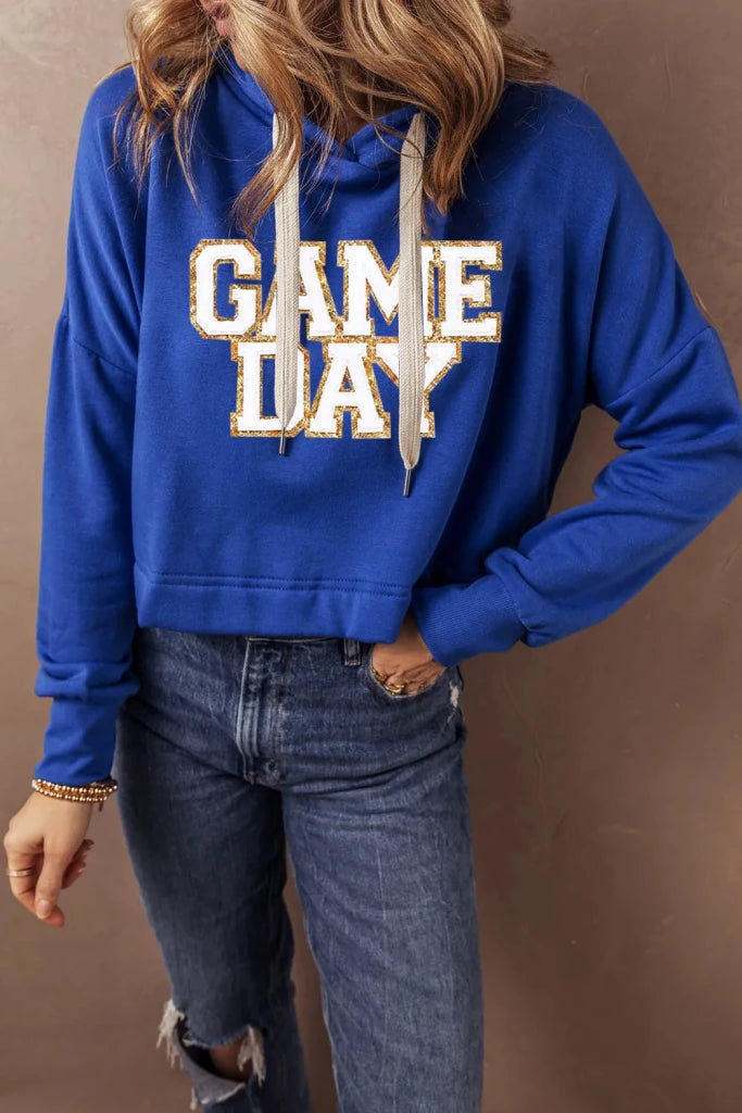 GAME DAY drawstring long sleeve hoodie, alternate product image