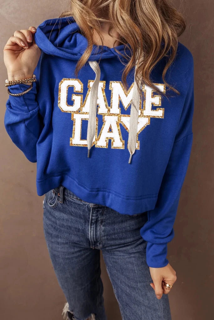 GAME DAY drawstring long sleeve hoodie, alternate product image