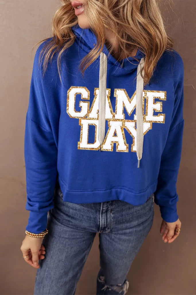 GAME DAY drawstring long sleeve hoodie