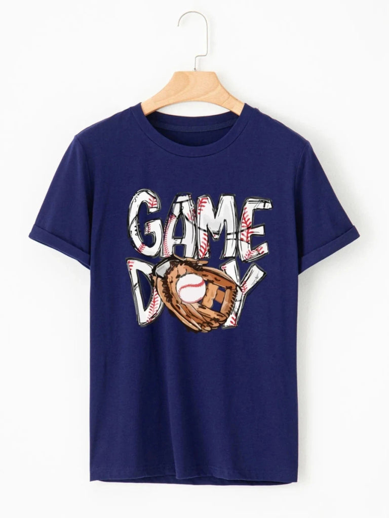 GAME DAY Graphic Short Sleeve T Shirt - Blue by Trendsi from FREYA’S CLOSET