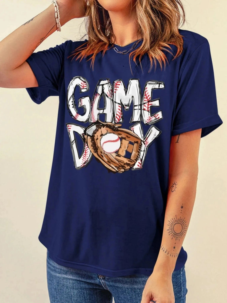GAME DAY Graphic Short Sleeve T Shirt - Blue by Trendsi from FREYA’S CLOSET