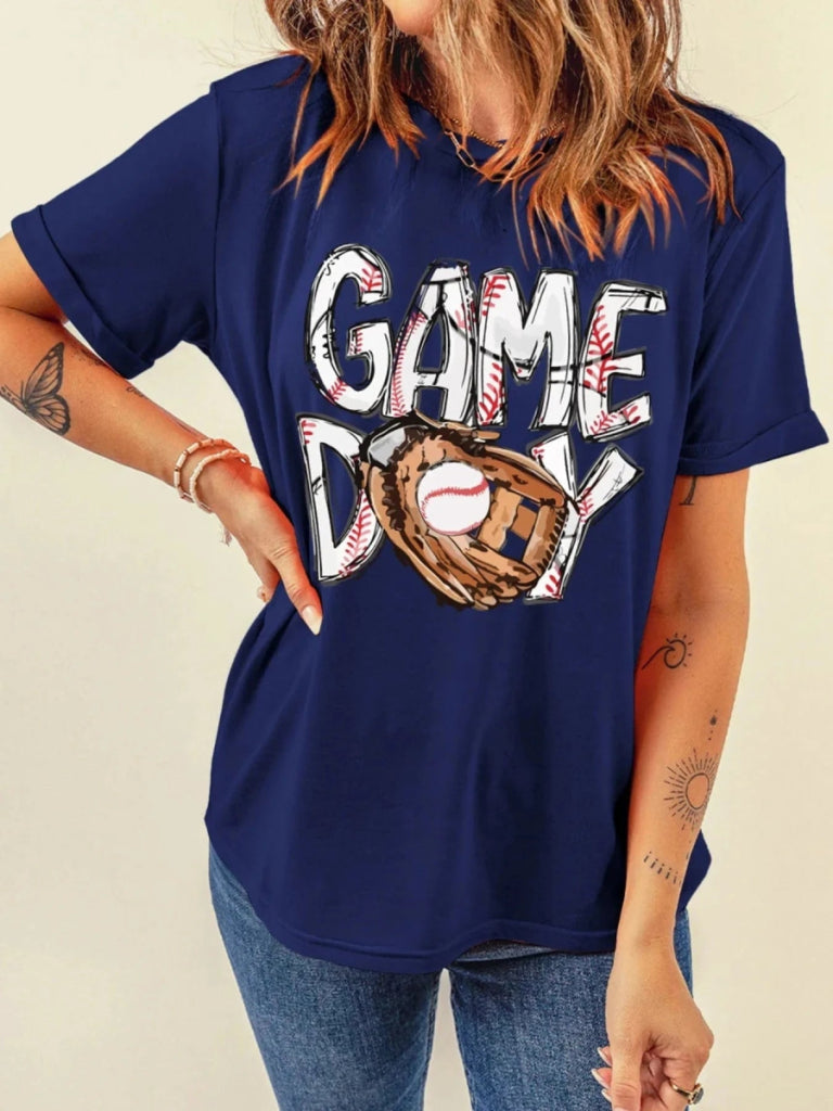 GAME DAY Graphic Short Sleeve T Shirt - Blue by Trendsi from FREYA’S CLOSET