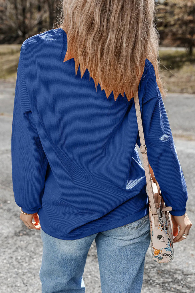 GAME DAY Round Neck Long Sleeve Sweatshirt - Peacock Blue by Trendsi from FREYA’S CLOSET