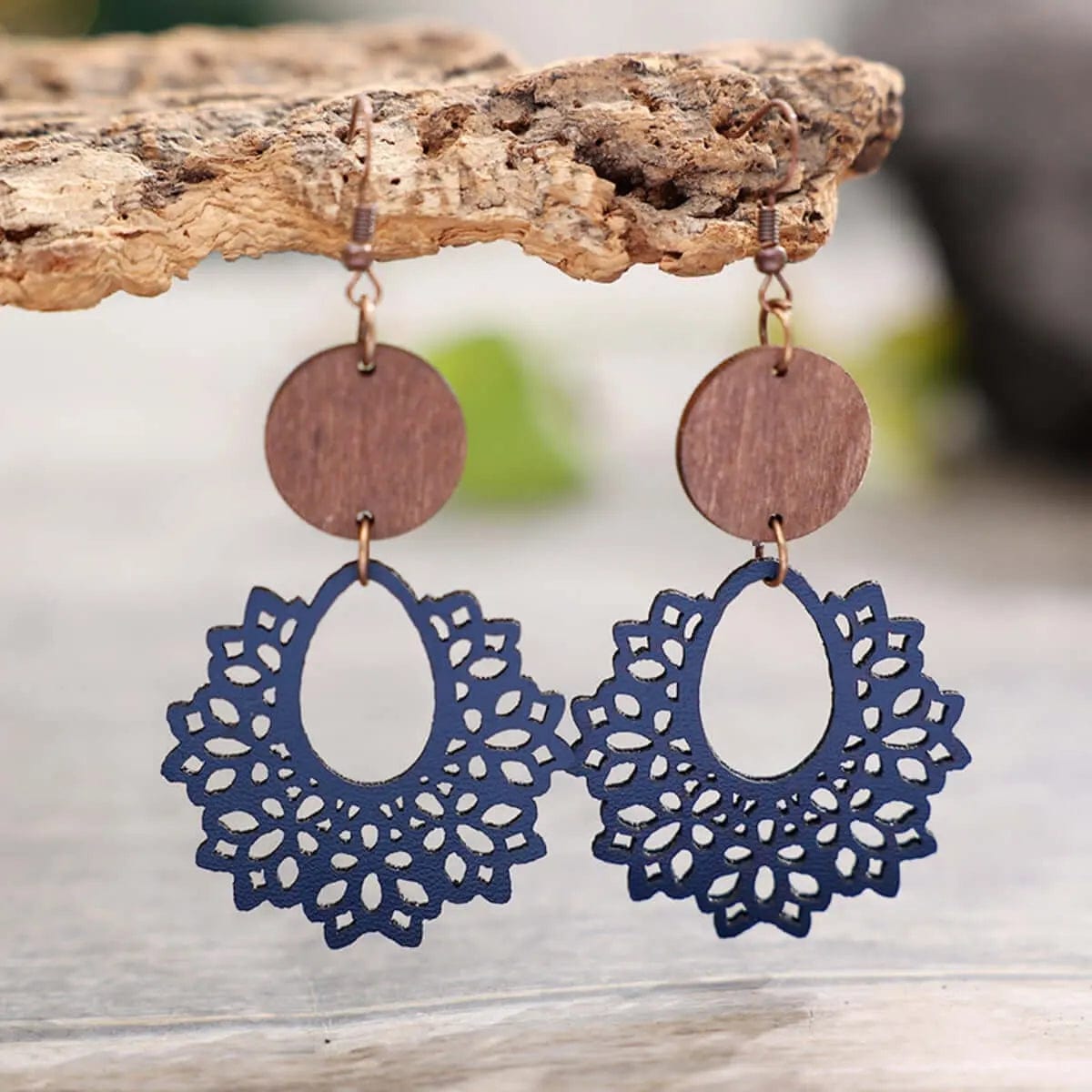 Trendsi Accessories Dusty  Blue / One Size Geometric Cutout Dangle Earrings