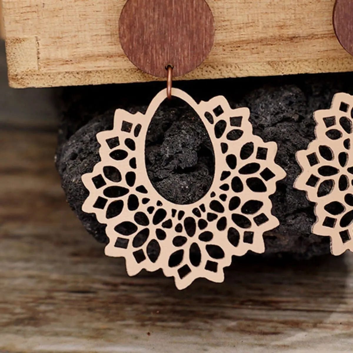 Geometric Cutout Dangle Earrings - Sand by Trendsi from FREYA’S CLOSET