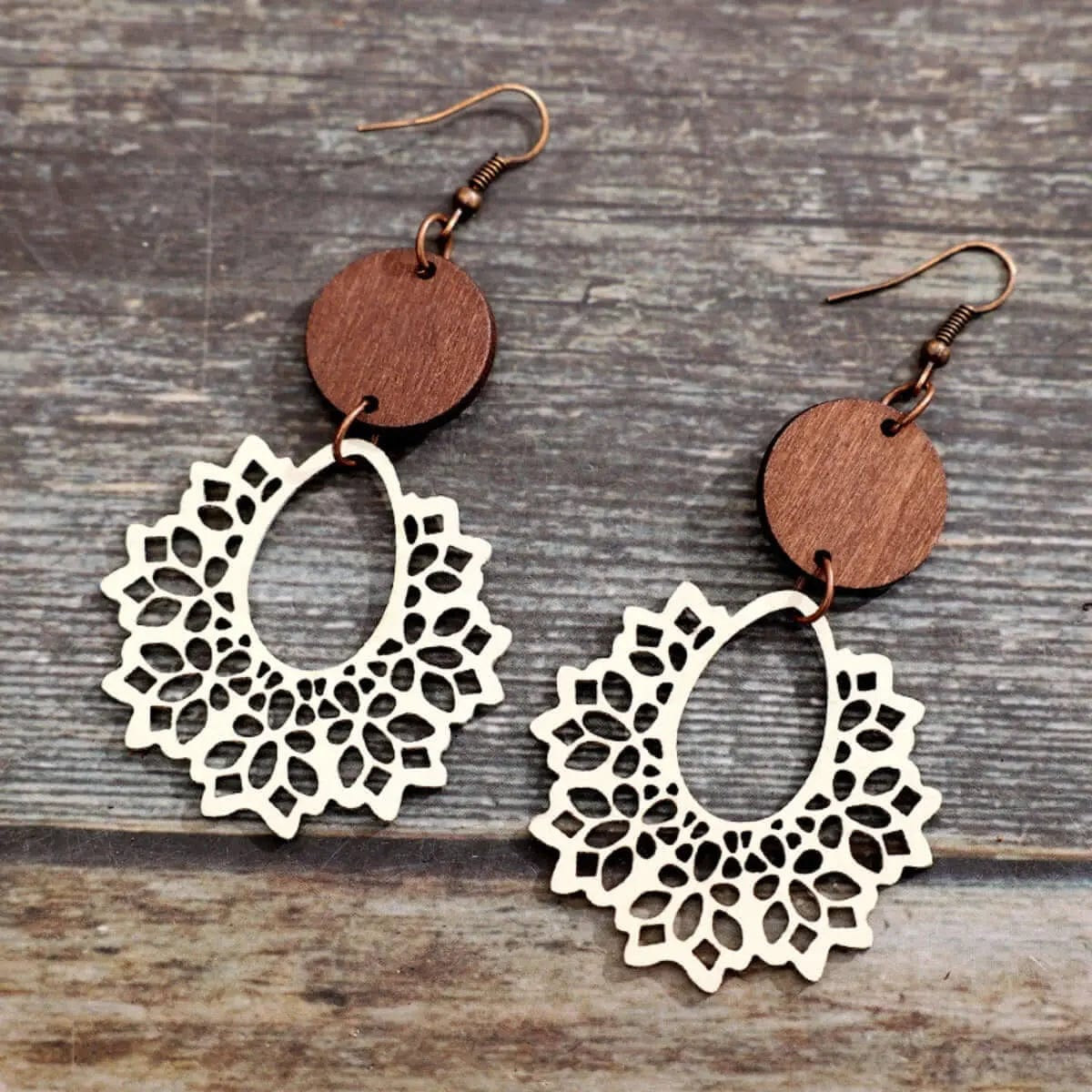 Geometric Cutout Dangle Earrings - Ivory by Trendsi from FREYA’S CLOSET