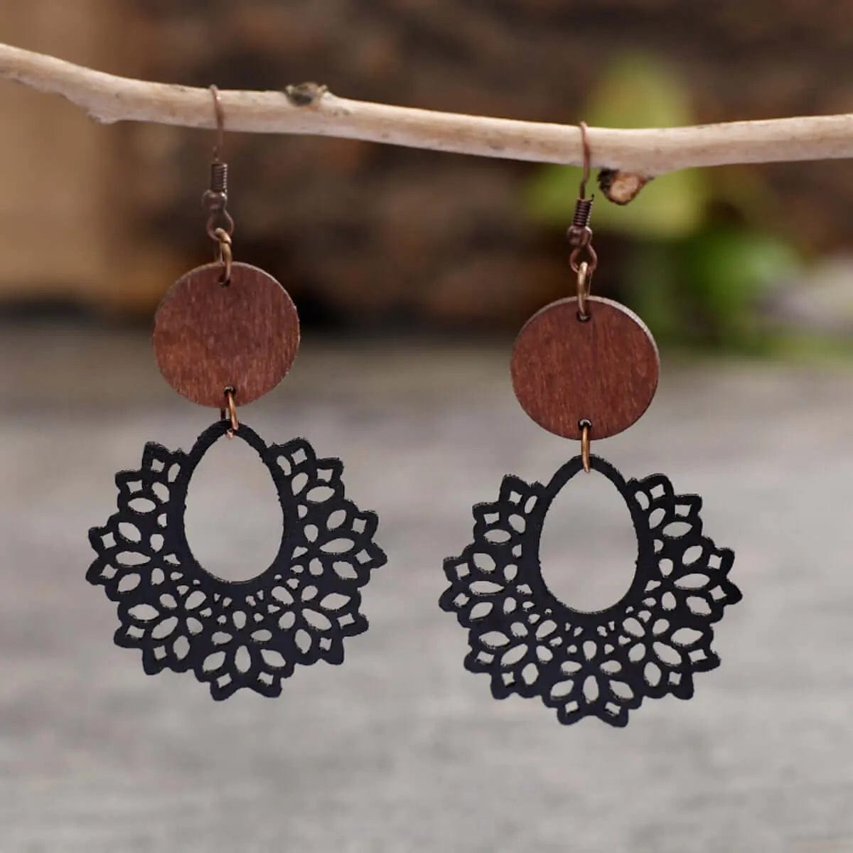 Geometric Cutout Dangle Earrings - Black by Trendsi from FREYA’S CLOSET