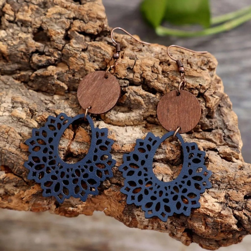 Geometric Cutout Dangle Earrings - Dusty Blue by Trendsi from FREYA’S CLOSET