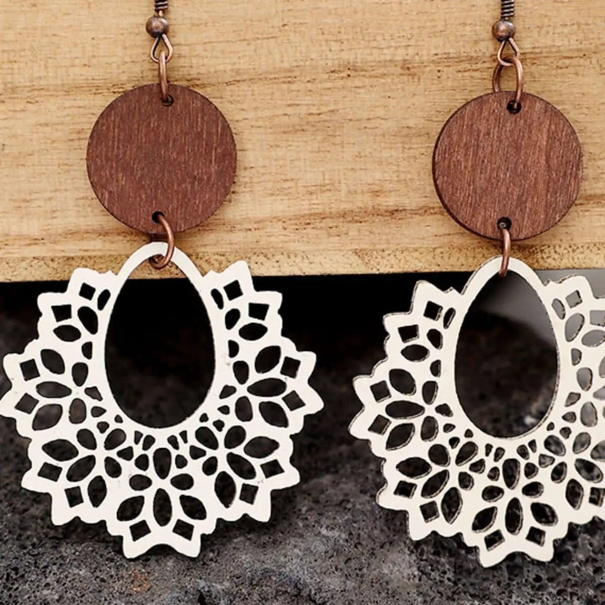 Geometric Cutout Dangle Earrings - Ivory by Trendsi from FREYA’S CLOSET
