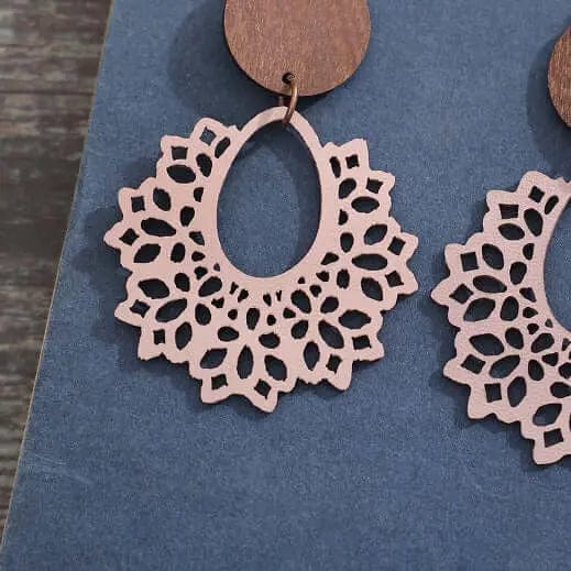 Geometric Cutout Dangle Earrings - Dusty Pink by Trendsi from FREYA’S CLOSET