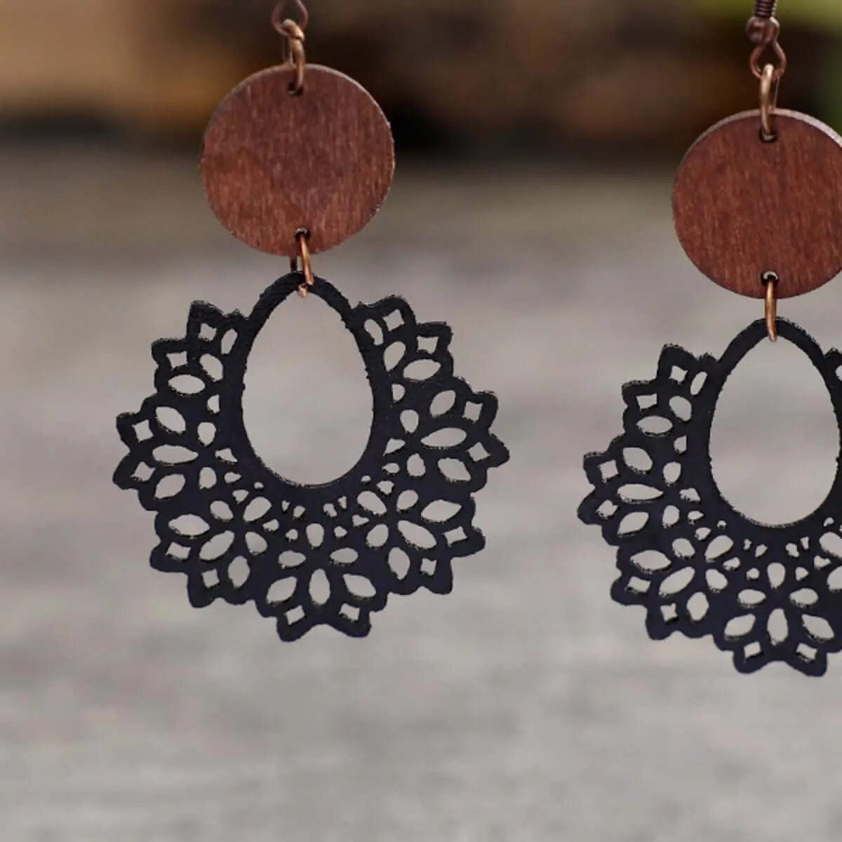 Geometric Cutout Dangle Earrings - Black by Trendsi from FREYA’S CLOSET