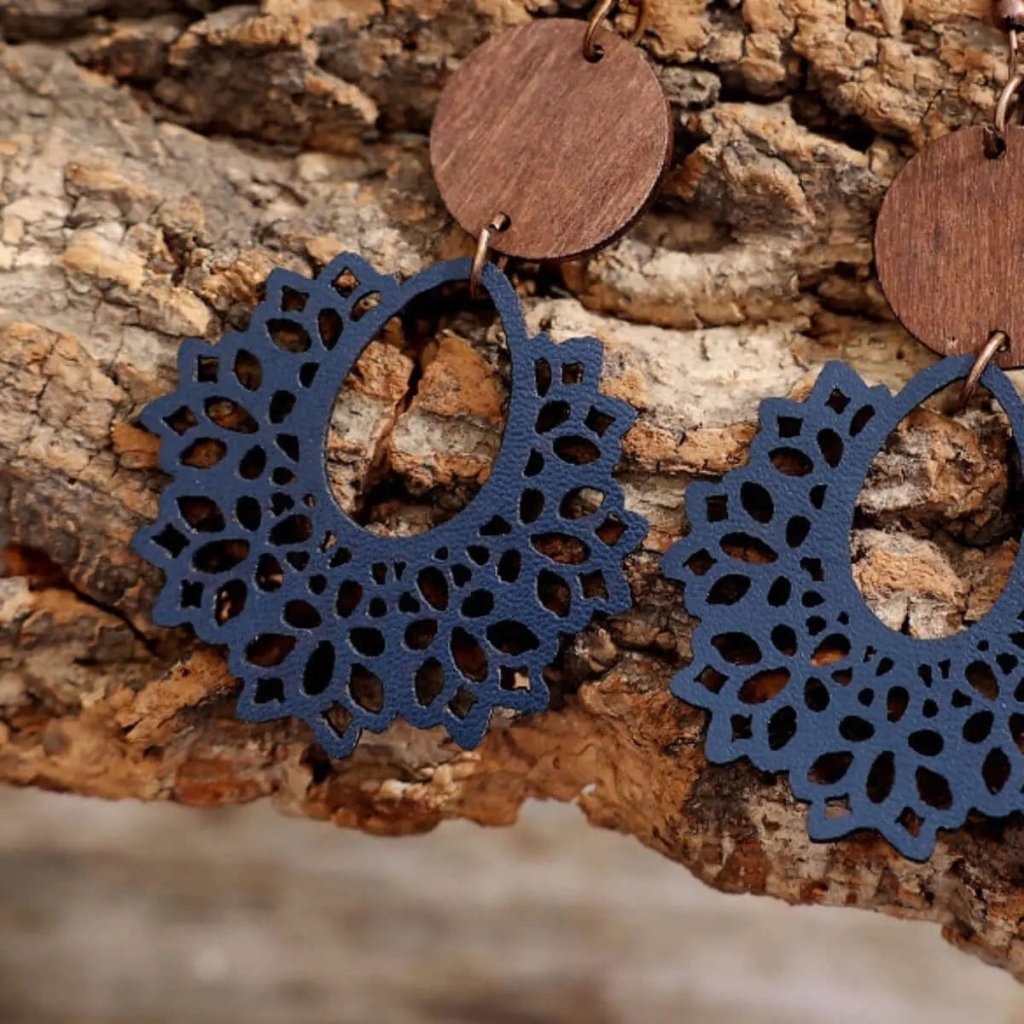 Geometric Cutout Dangle Earrings - Dusty Blue by Trendsi from FREYA’S CLOSET