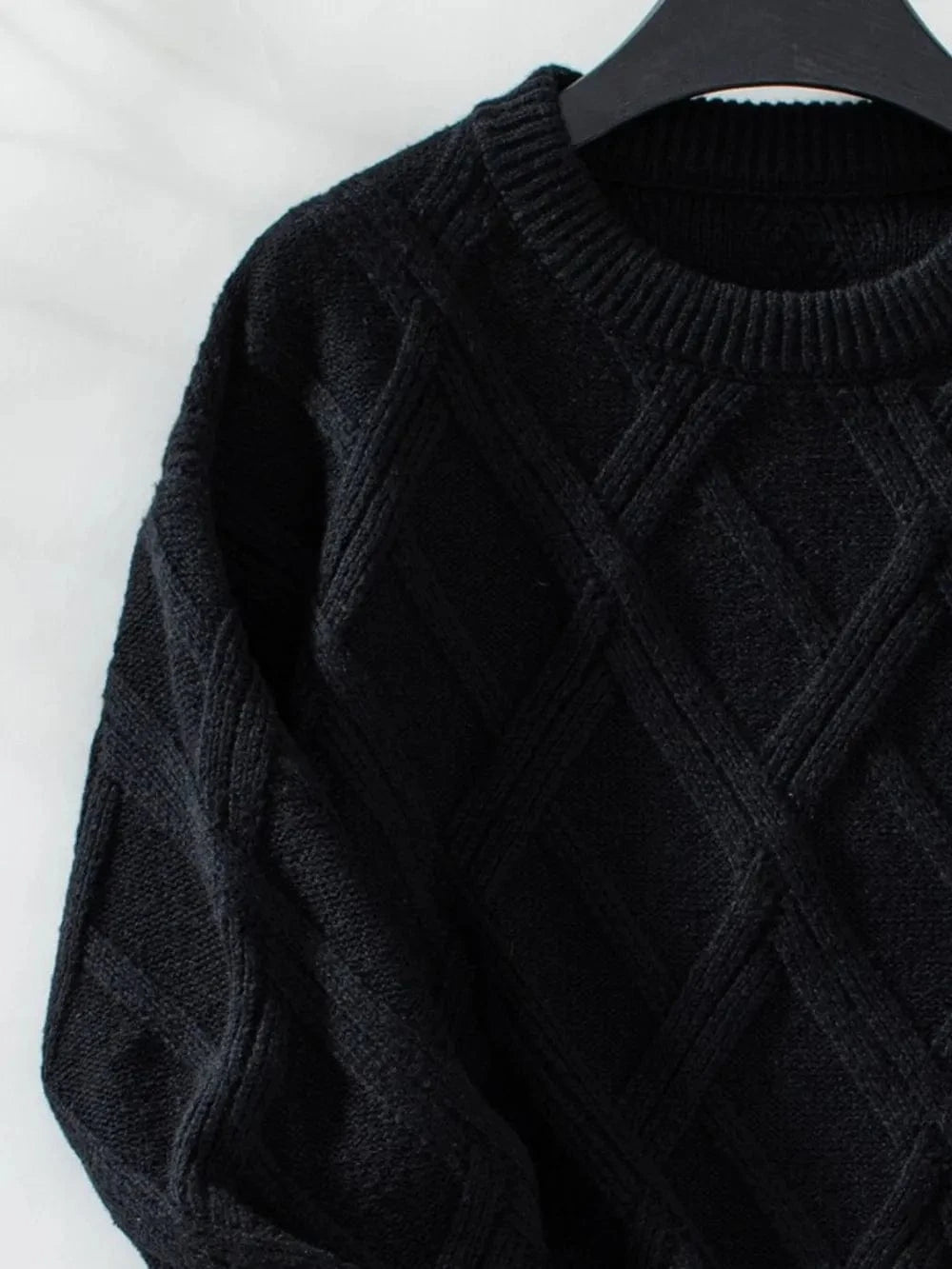 Trendsi Shirts and Blouse Geometric Round Neck Long Sleeve Sweater