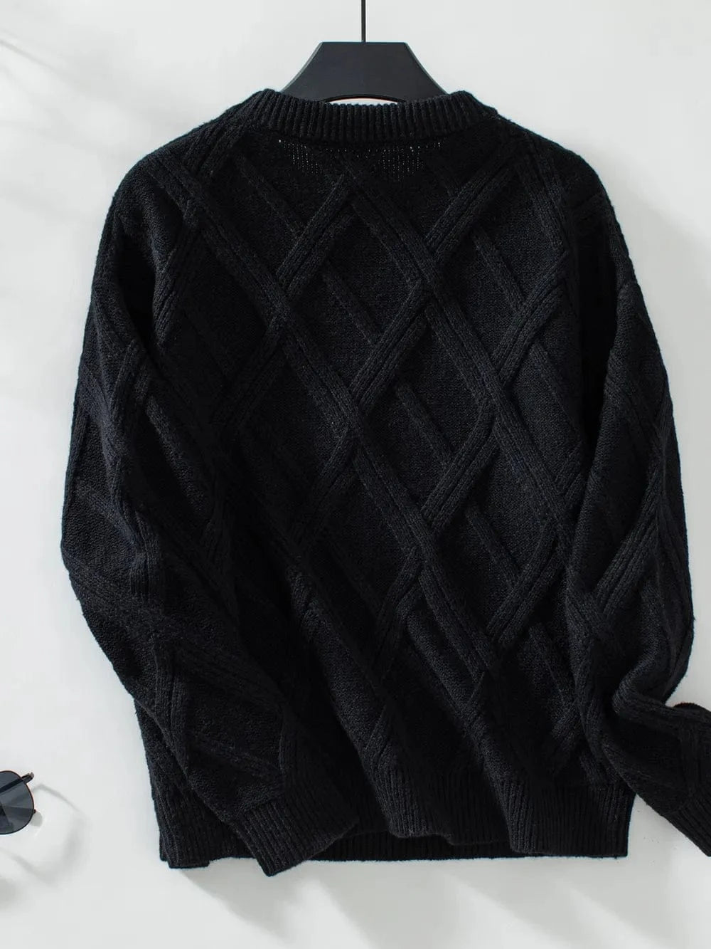 Trendsi Shirts and Blouse Geometric Round Neck Long Sleeve Sweater