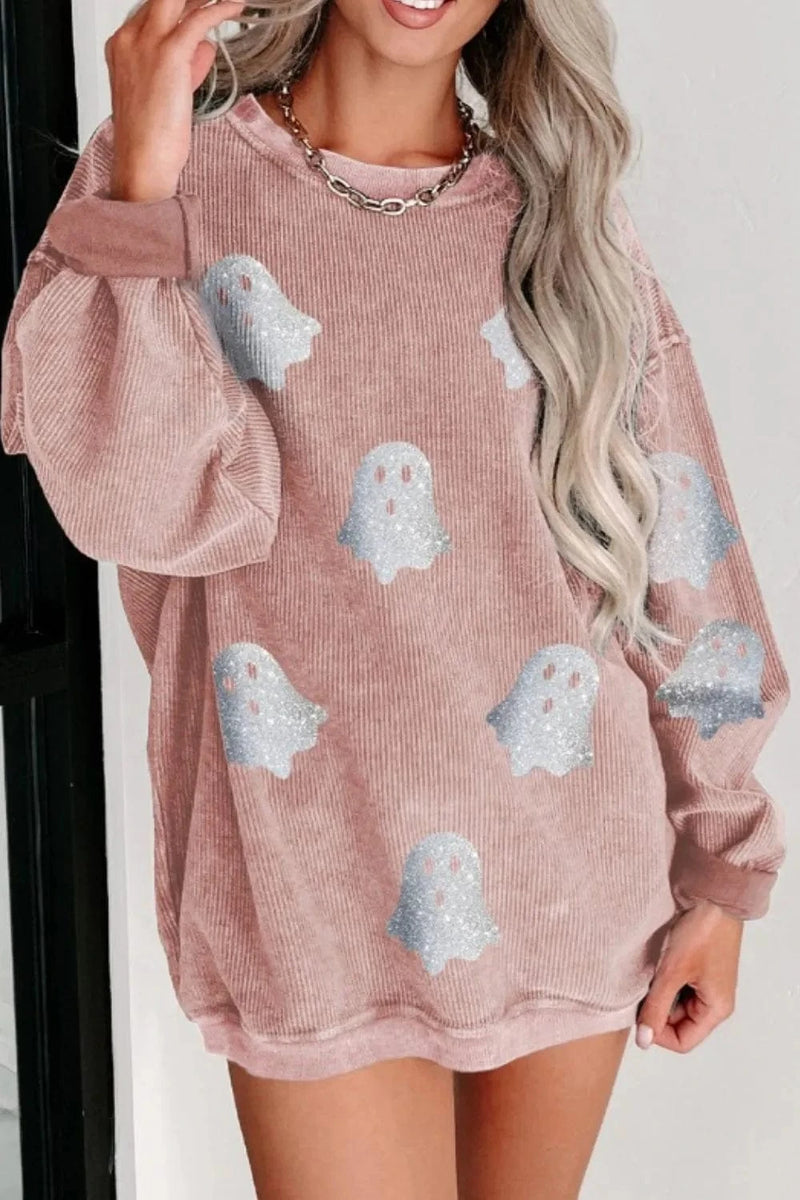 Trendsi Ghost Round Neck Oversized Sweatshirt