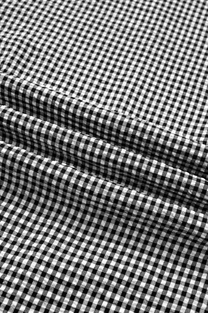 Gingham Bow Half Sleeve Blouse - Black by Trendsi from FREYA’S CLOSET