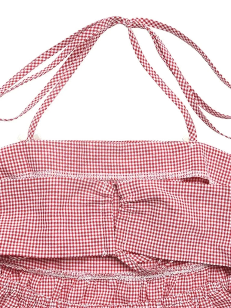 Gingham Halter Neck Cami Top - Red by Trendsi from FREYA’S CLOSET