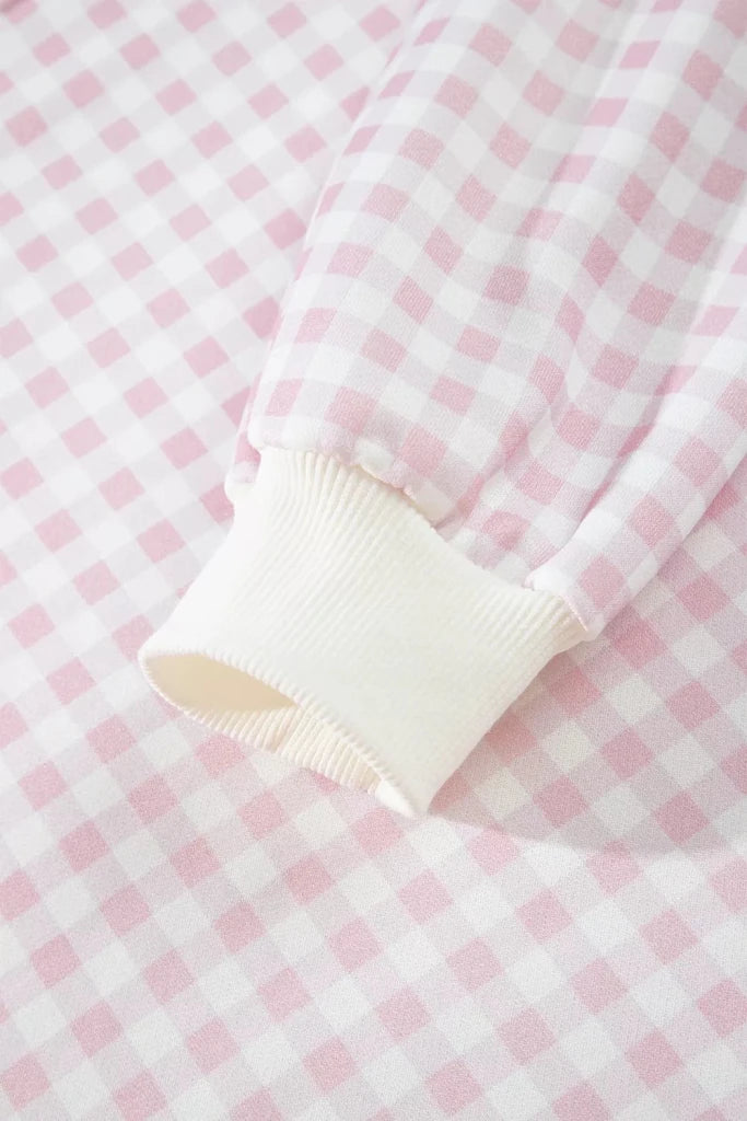 Gingham long sleeve sweatshirt and shorts set, alternate product image