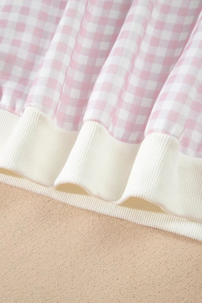 Gingham long sleeve sweatshirt and shorts set, alternate product image