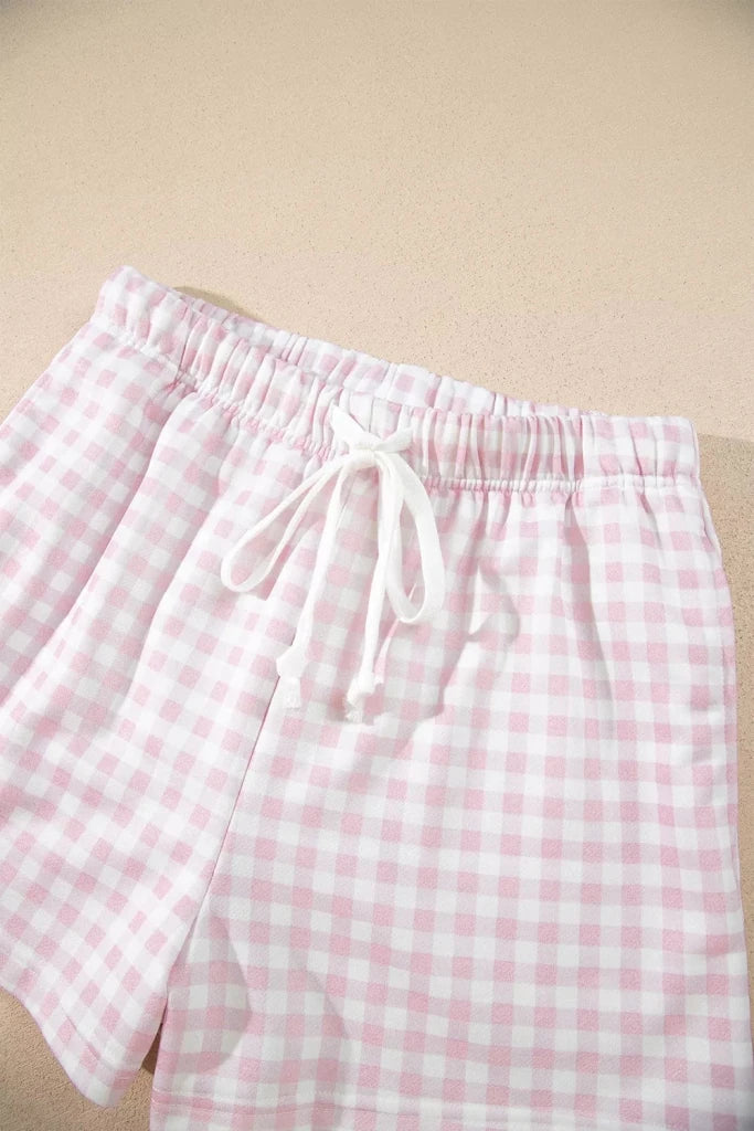 Gingham long sleeve sweatshirt and shorts set, alternate product image