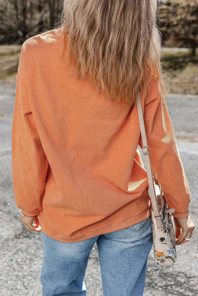 Graphic Round Neck Long Sleeve Sweatshirt - Sherbet by Trendsi from FREYA’S CLOSET