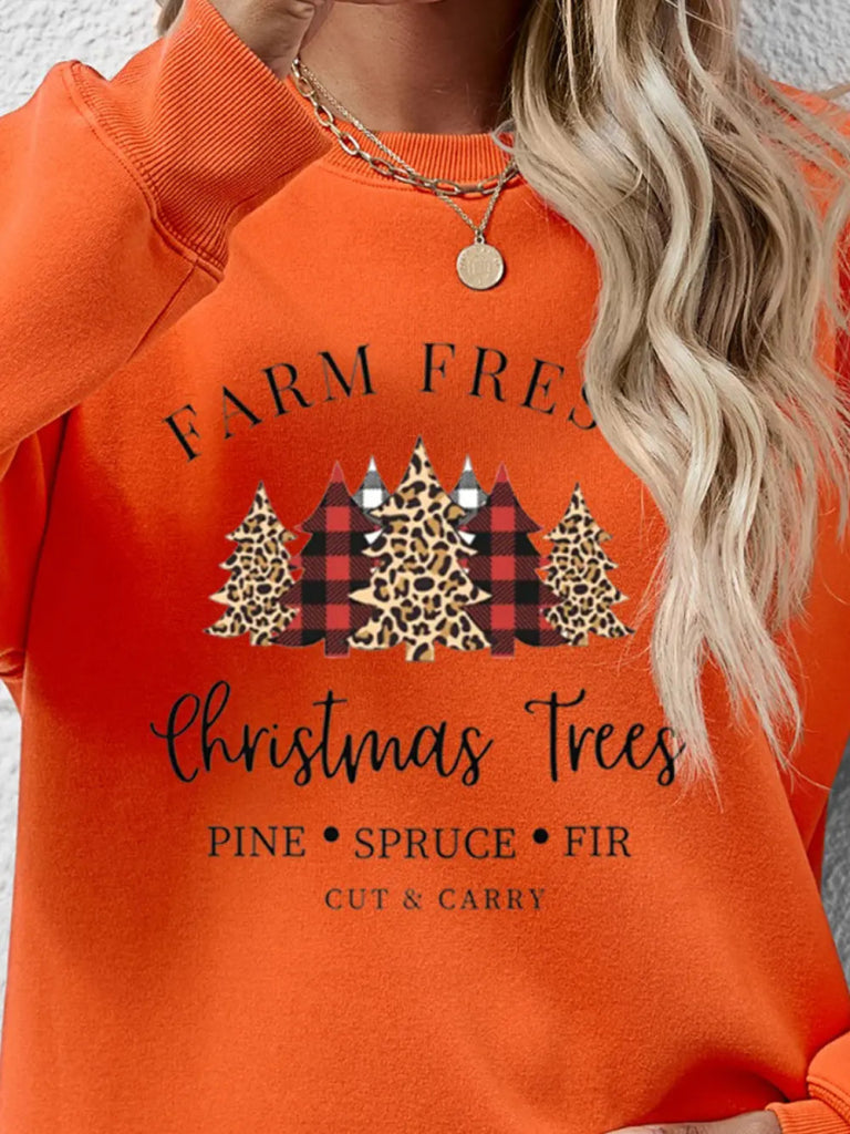 Graphic Round Neck Long Sleeve Sweatshirt - Pumpkin by Trendsi from FREYA’S CLOSET