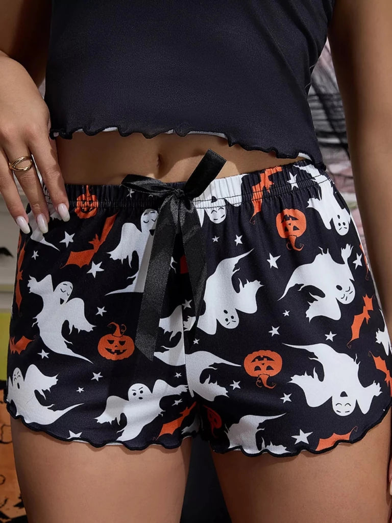 Halloween ghost and pumpkin print cami and shorts set, alternate product image