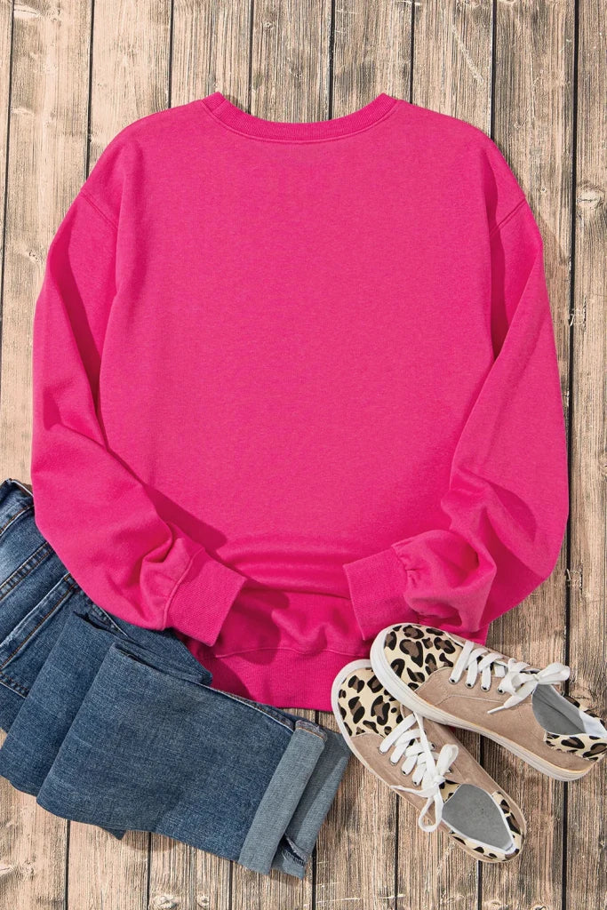 Heart Patch Long Sleeve Sweatshirt - Deep Rose by Trendsi from FREYA’S CLOSET