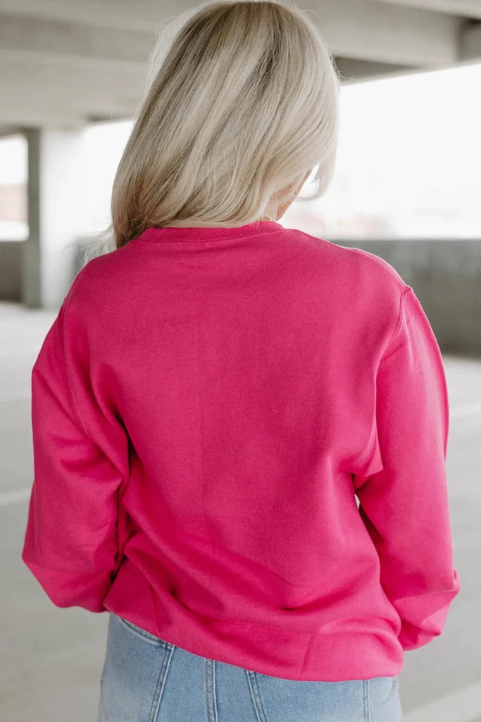 Heart Patch Long Sleeve Sweatshirt - Deep Rose by Trendsi from FREYA’S CLOSET