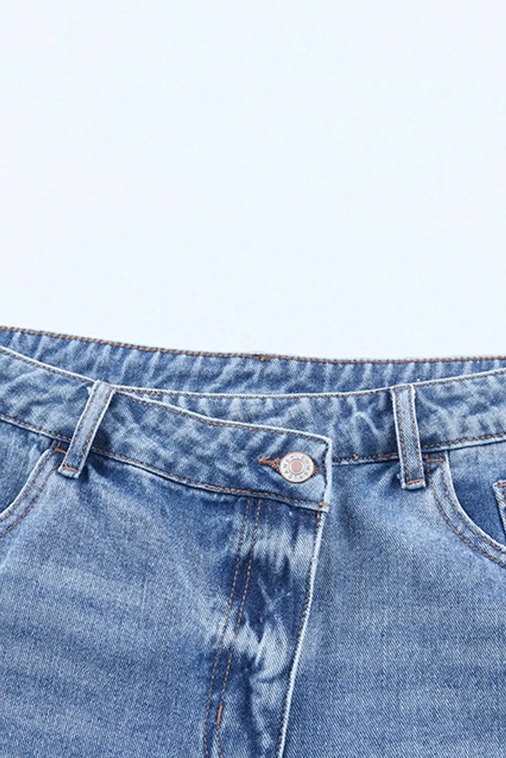 Trendsi Shorts High Rise Crossover Waist Denim Shorts