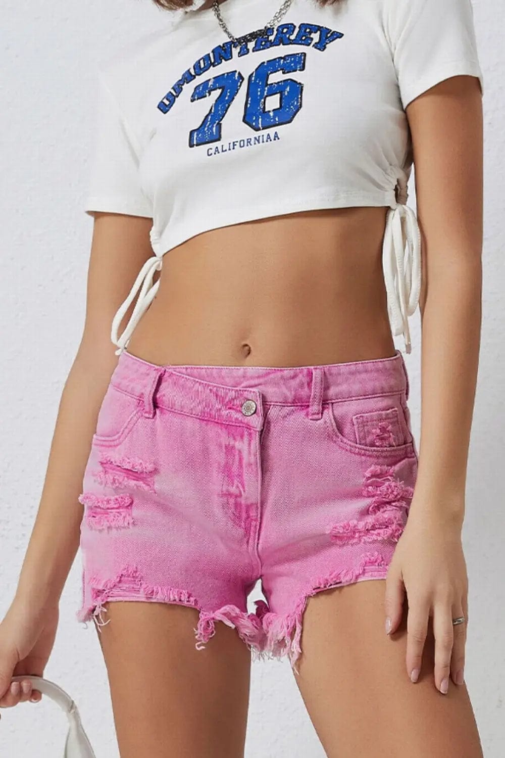 Trendsi Shorts High Rise Crossover Waist Denim Shorts