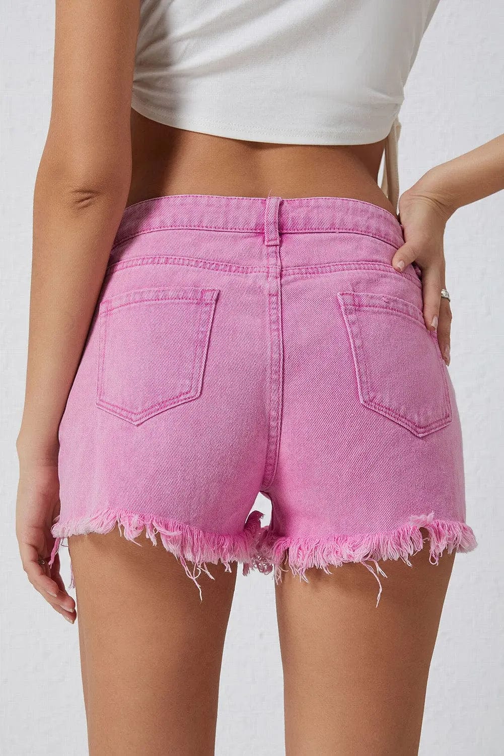 Trendsi Shorts High Rise Crossover Waist Denim Shorts