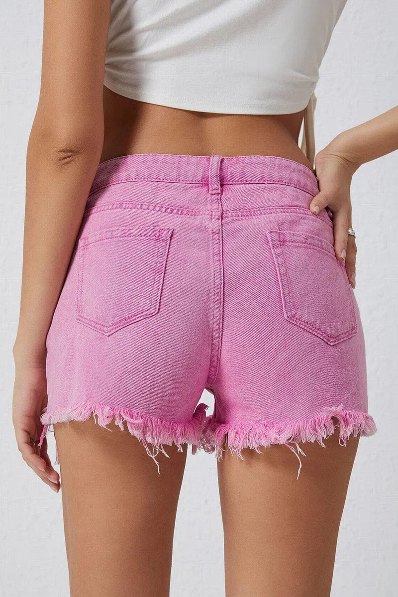 Trendsi Shorts High Rise Crossover Waist Denim Shorts