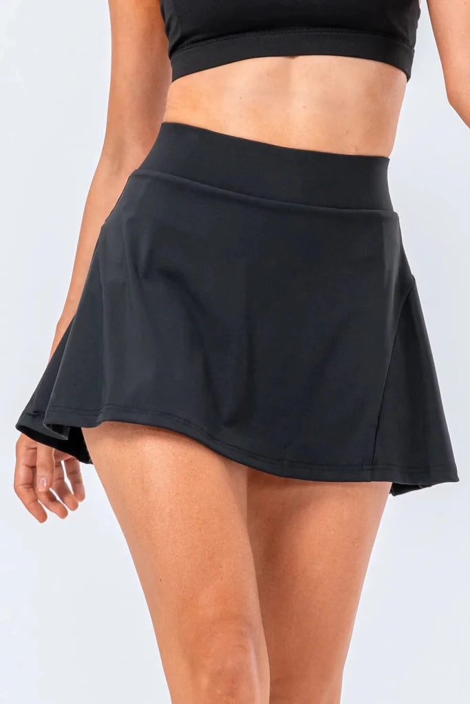 High Waist Pleated Active Skirt - Black by Trendsi from FREYA’S CLOSET